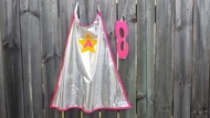 Personalised Star Cape in Pink and Yellow with reversible mask for children