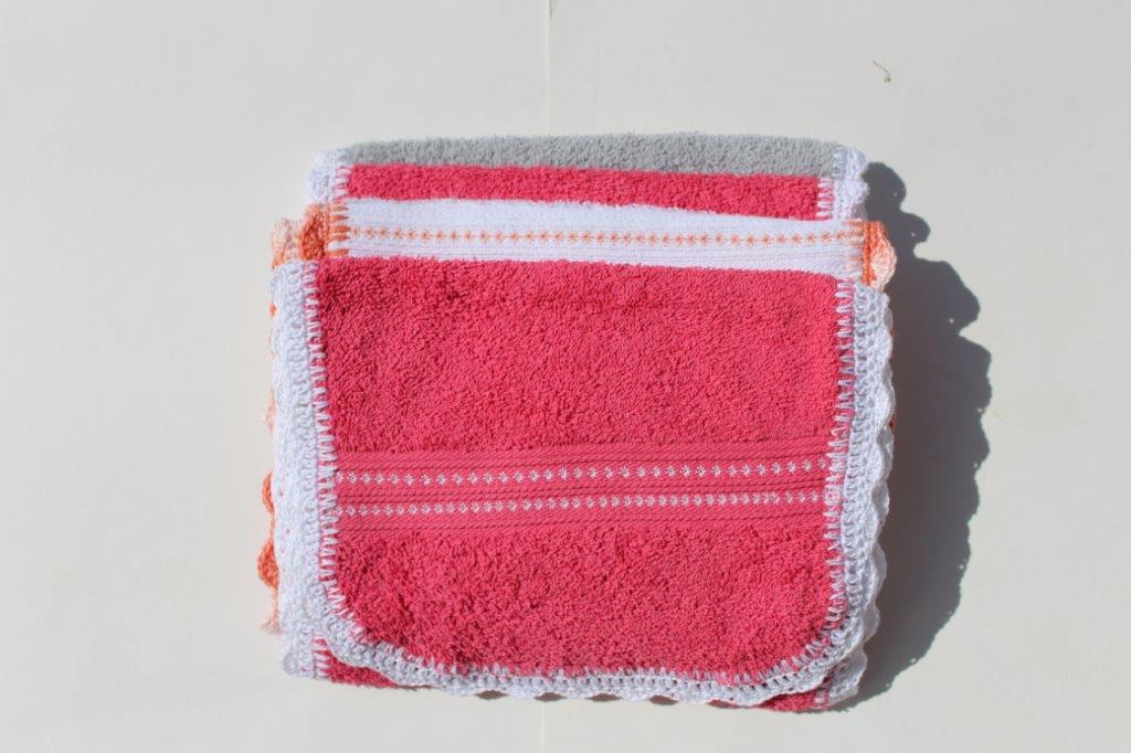 Noisy Kids Handmade baby Burp Cloths Crocheted - Pink and Grey